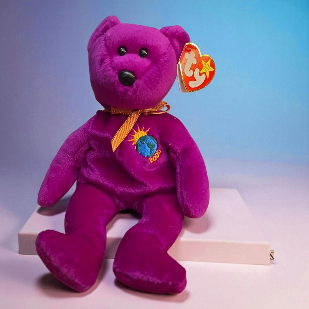 BOGO Millenium‎ Ty Bright Purple Stuffed Bear with Embroidered Sun